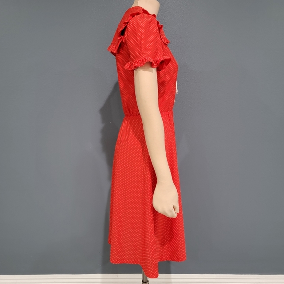 Vintage QR2 mini polka dot ruffled dress S - Picture 4 of 8